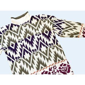 Vintage DELIA McKAIN Roll Collar Southwest Inspired Sweater Tunic 80s / 90s Sz M